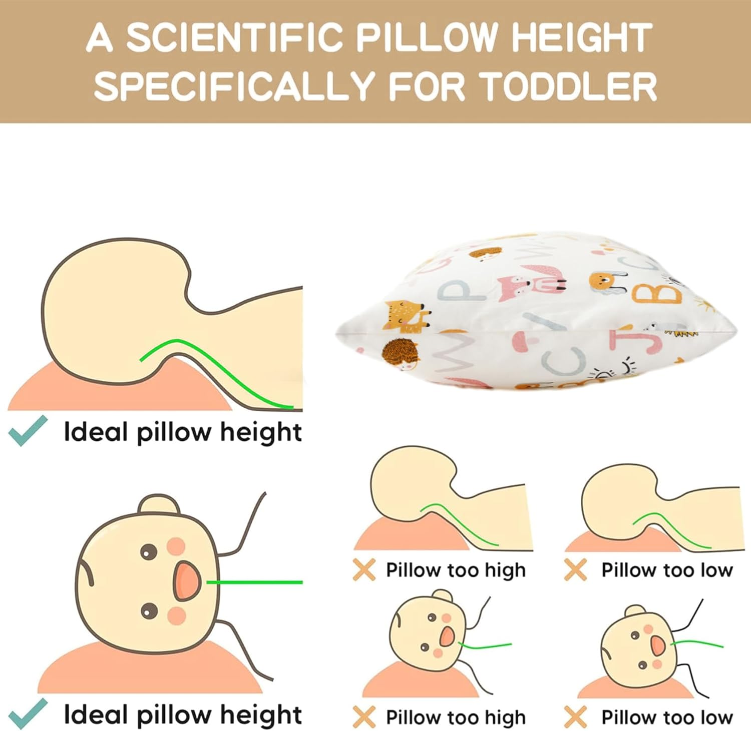 100% Cotton Printed Kids Sleeping Pillow